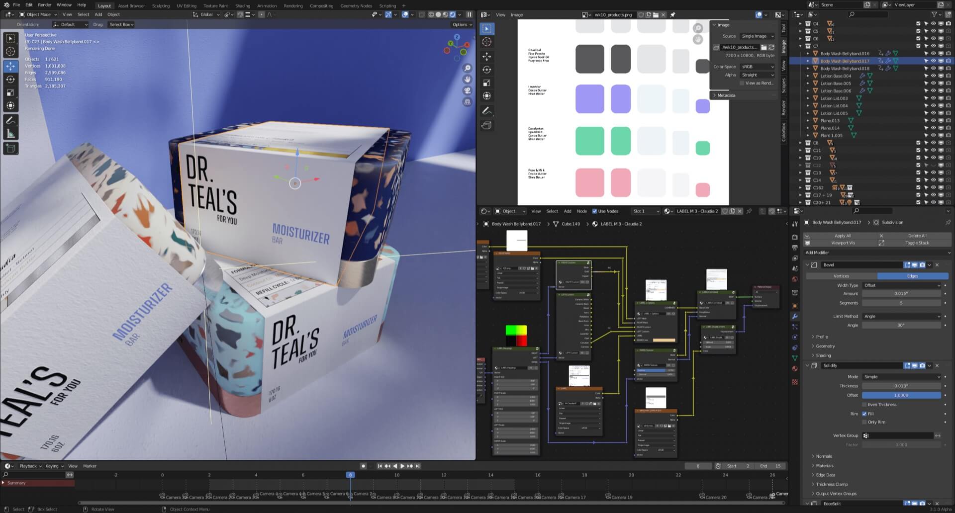 Blender shading setup for the recycled plastic material