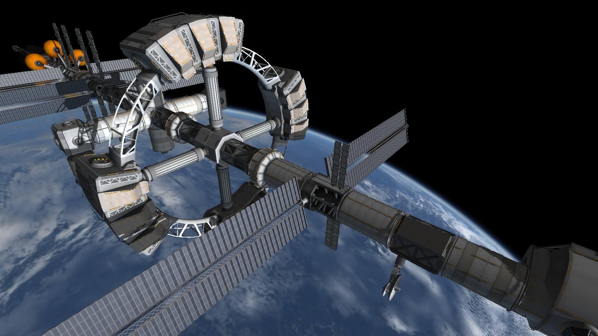 Hermes spacecraft in orbit in Kerbal Space Program