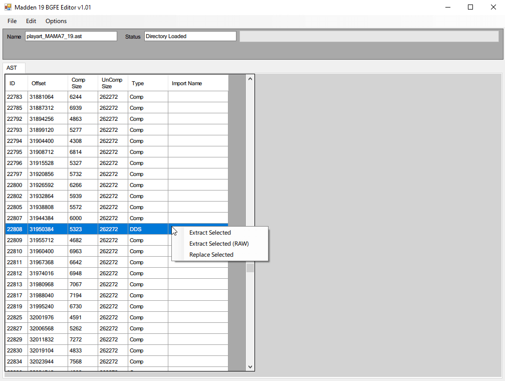 Replacing DDS files in Madden AST Editor
