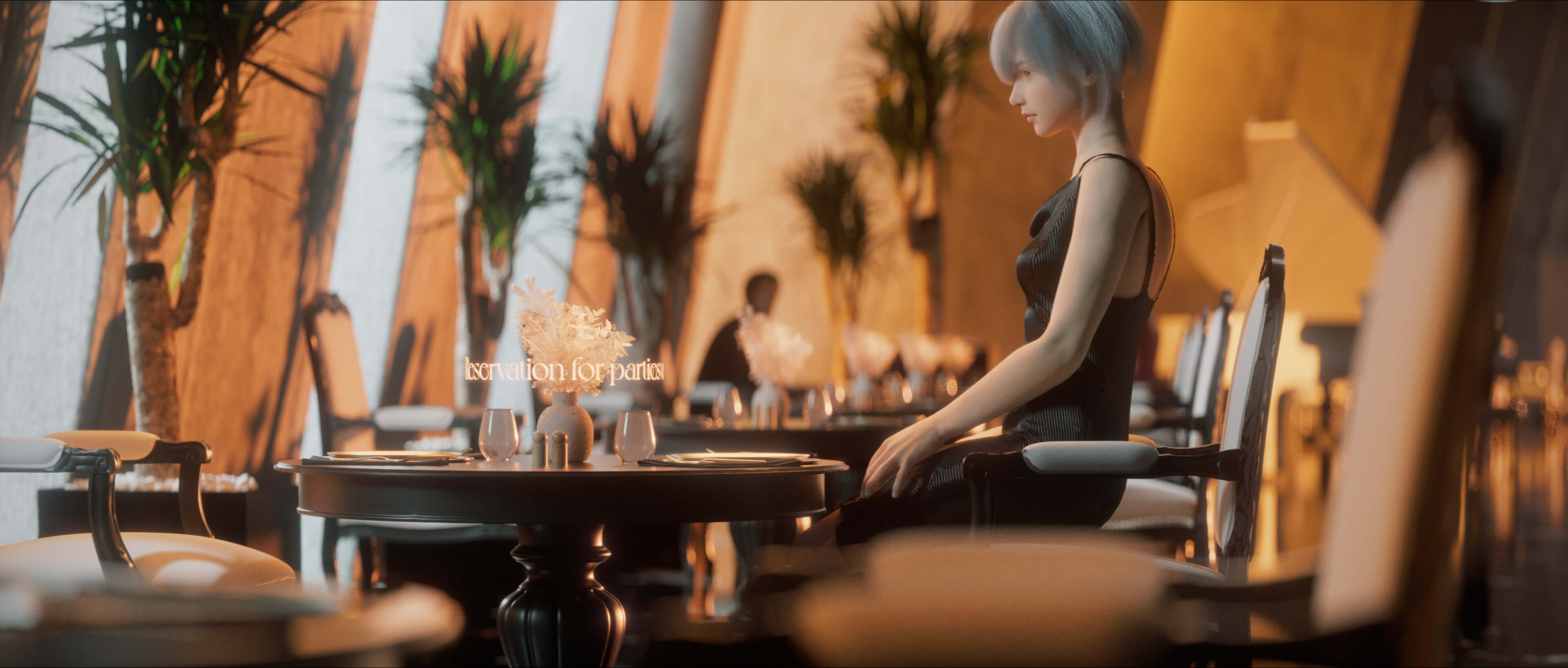 Dinner scene bathed in warm afternoon light