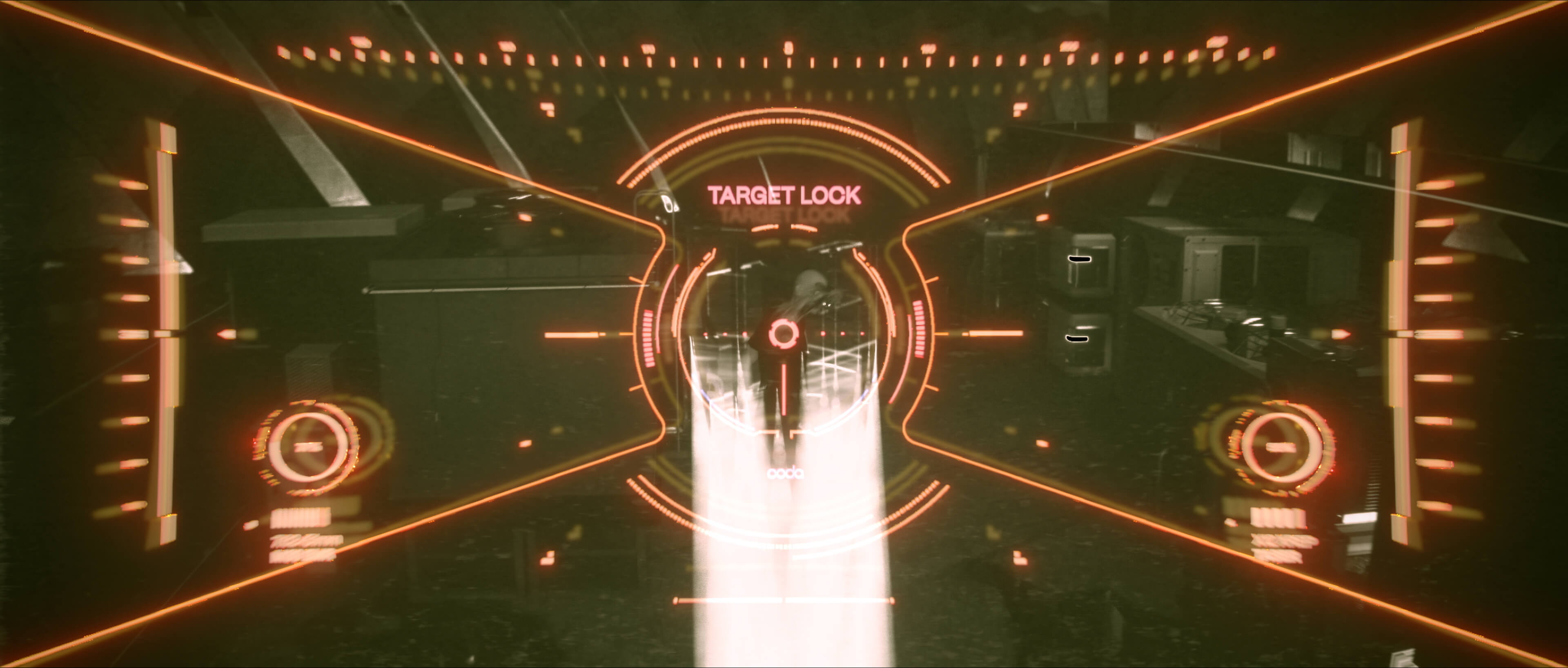 Drone HUD locking onto a fleeing target