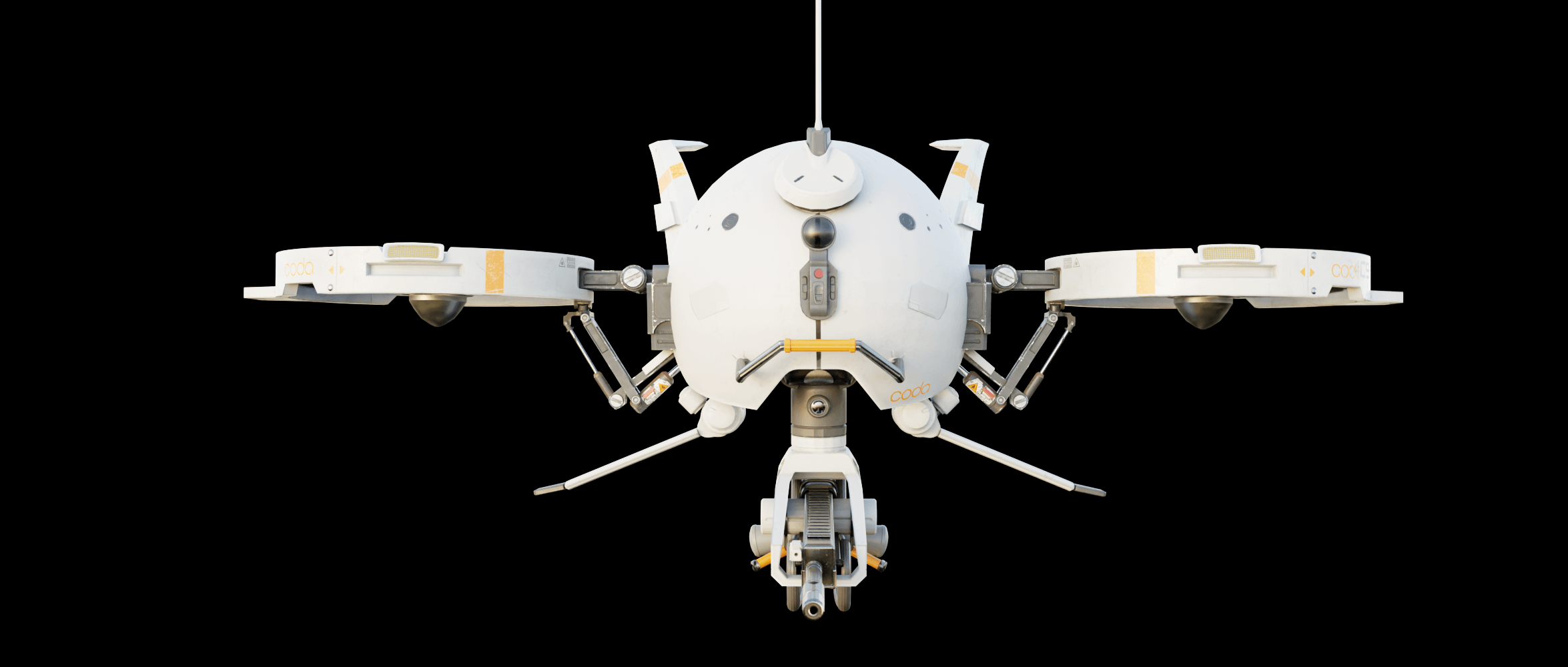 Front view of the kit-bashed security drone