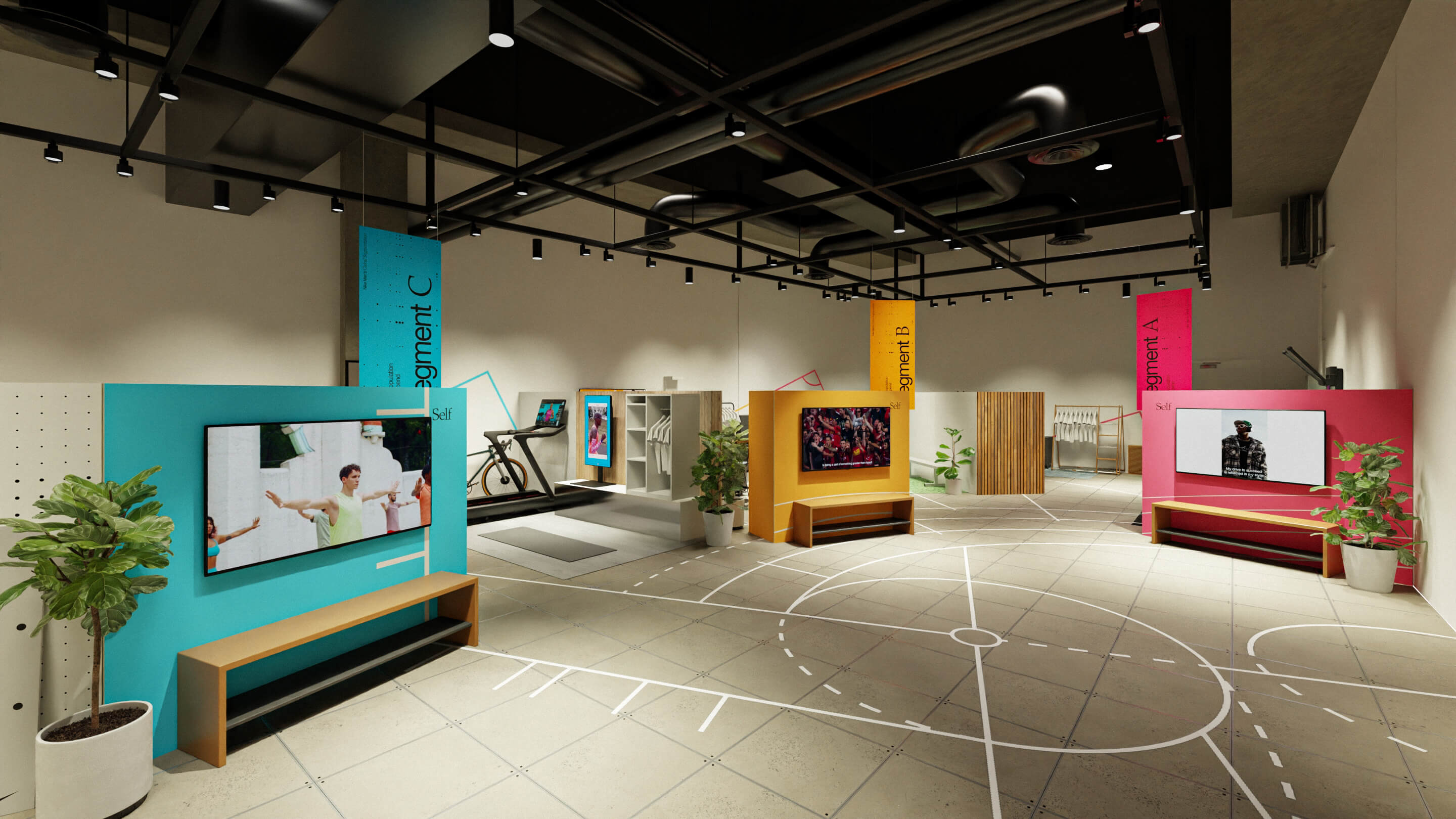 Render of the central exhibit area