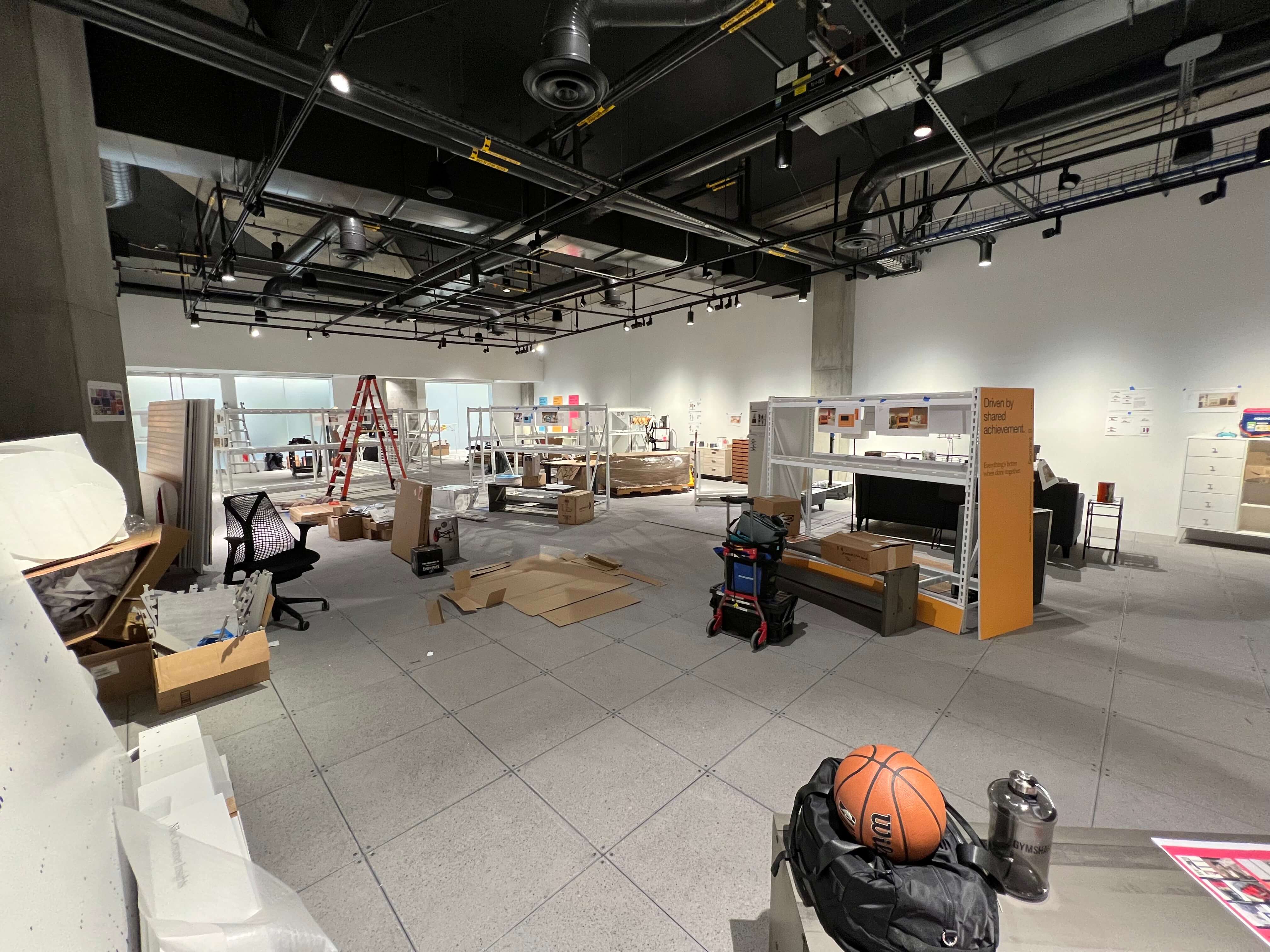 The installation space during setup at Nike World HQ