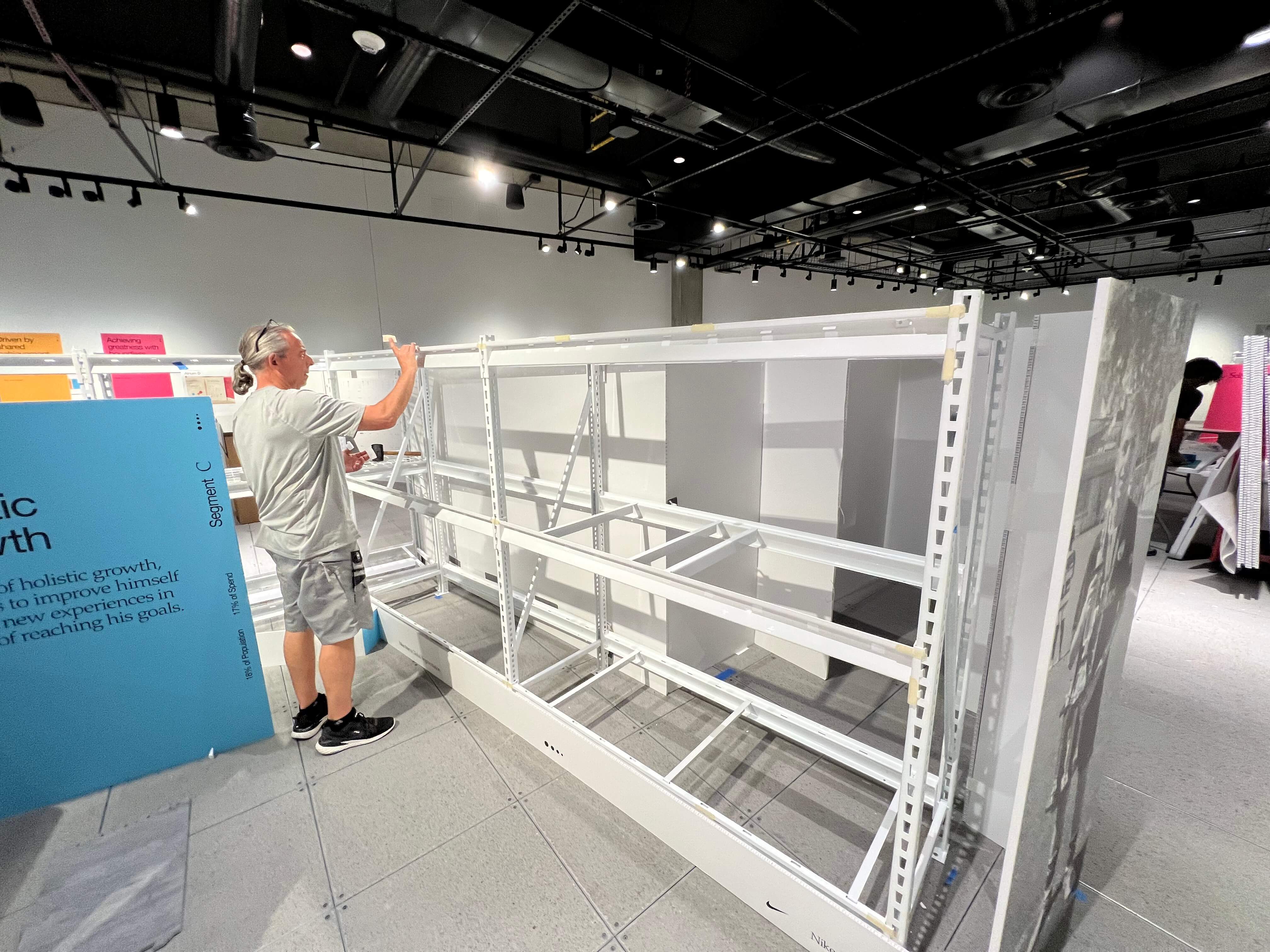 Wayfinding graphics going up during setup