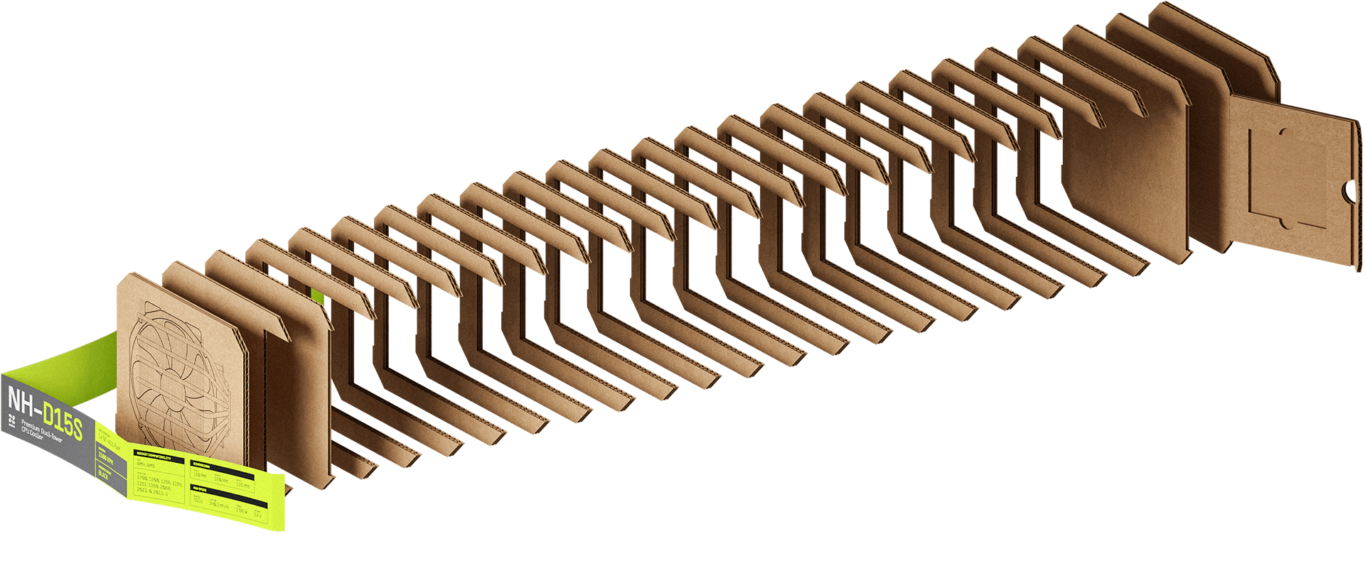Noctua cardboard stacking packaging concept