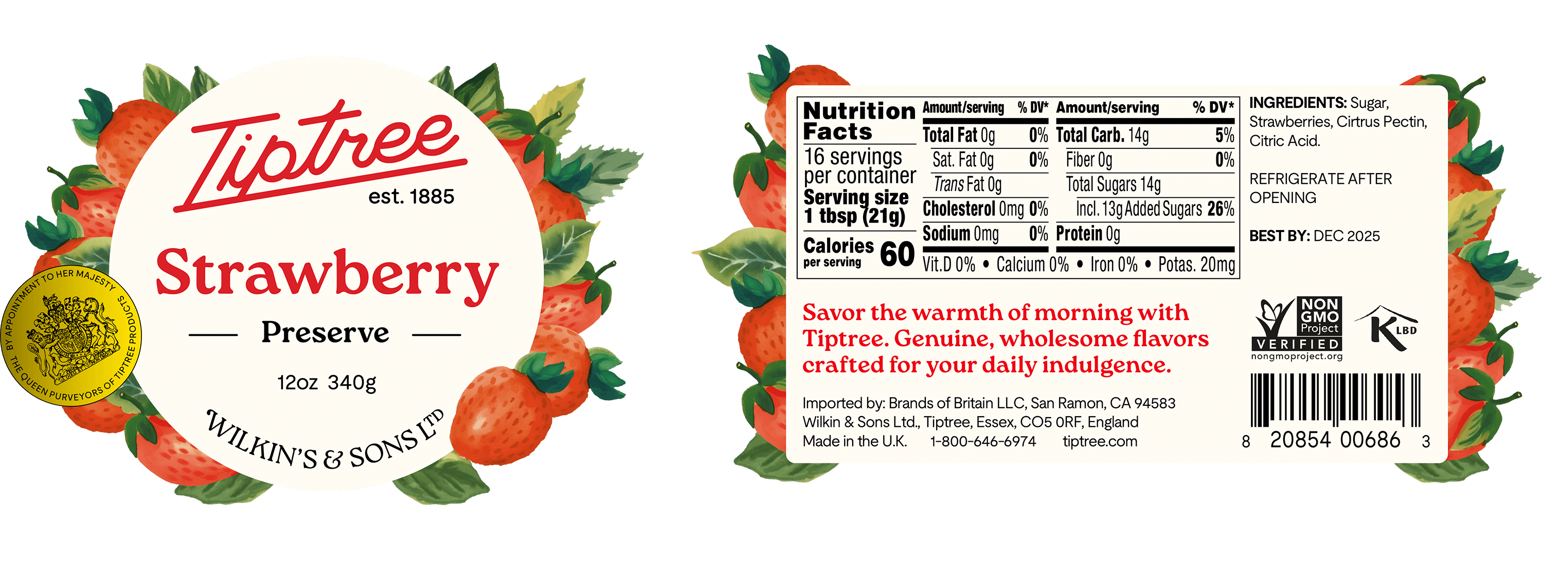 Tiptree principal display panel label layout