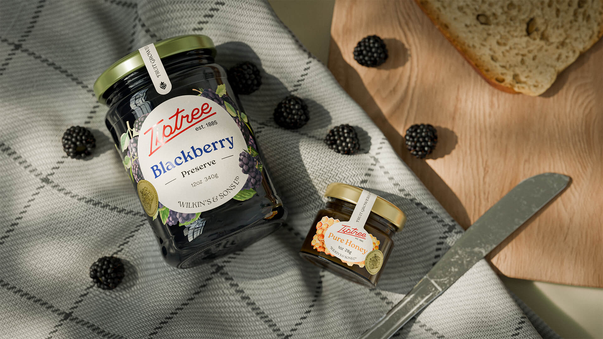 Tiptree jam jars grouped render