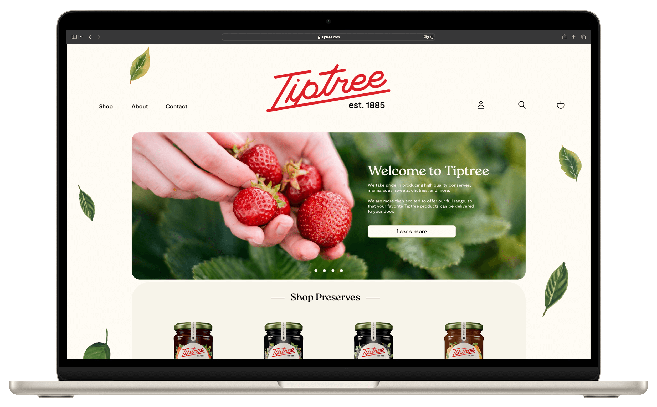 Tiptree redesigned website homepage