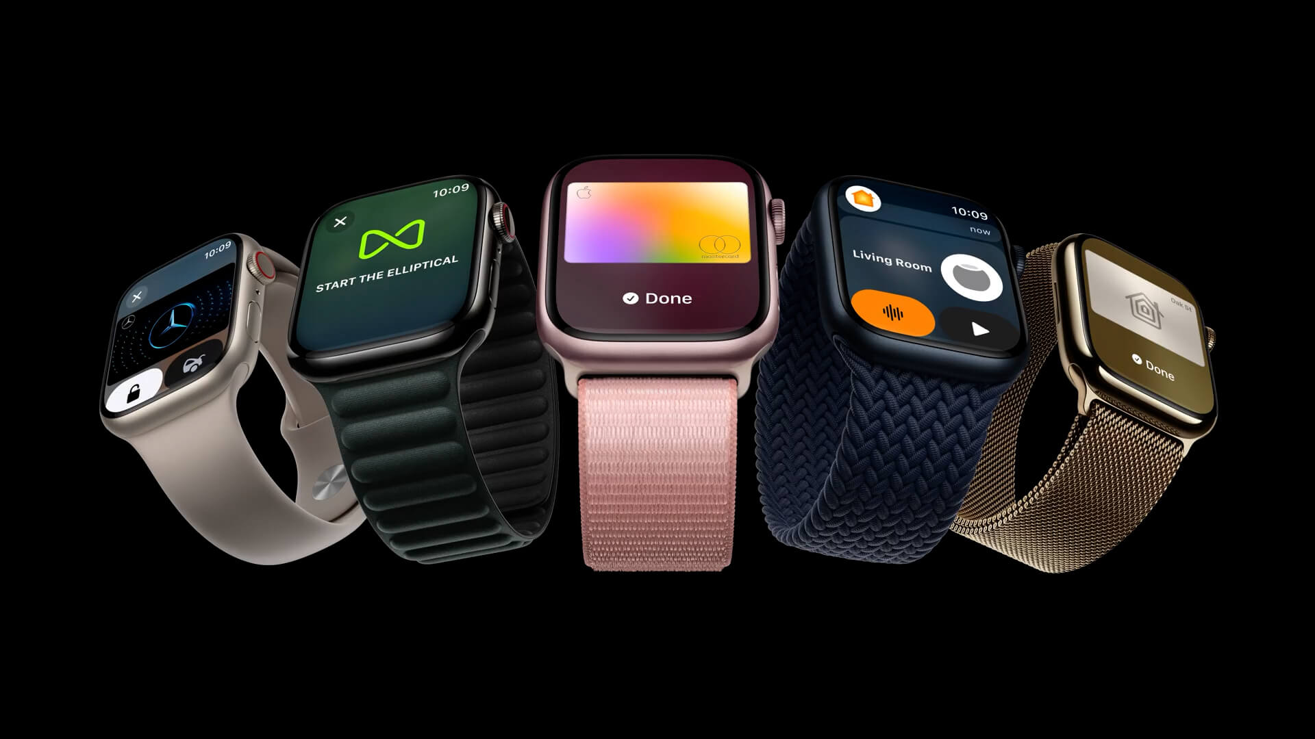 Apple Watch Series 9 watch face five-up