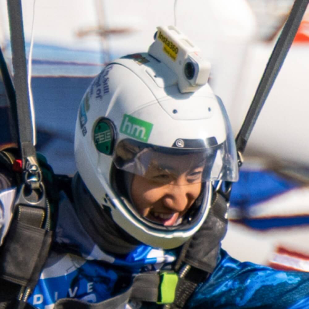 Hanson in skydiving gear